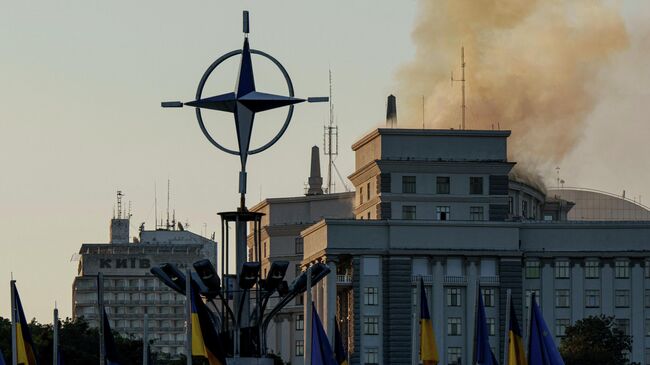 Пожар в правительственном здании в Киеве