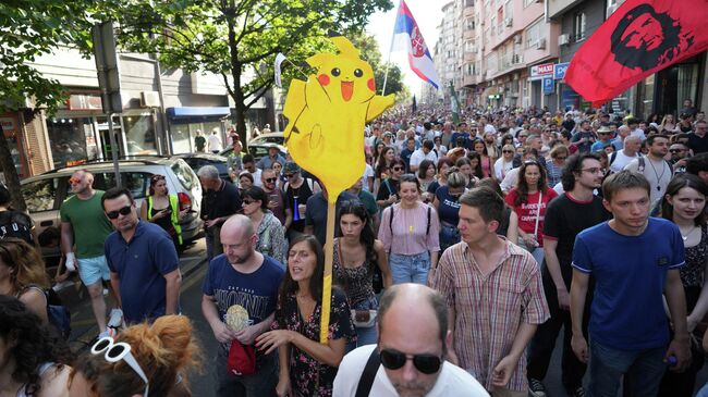 Акция протеста в Белграде. 8 сентября 2025