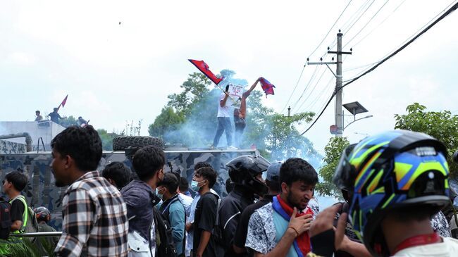 Протестующие в Непале