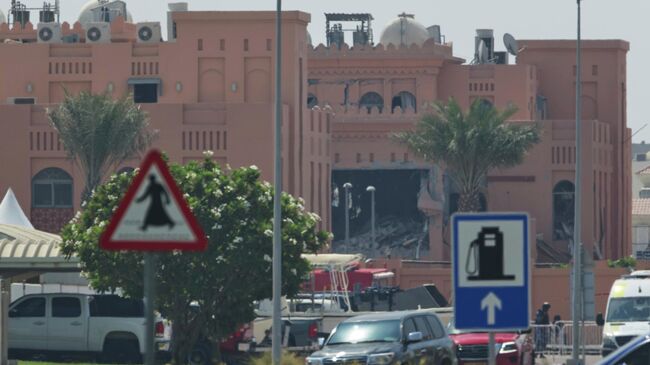 Разрушения в Дохе после удара