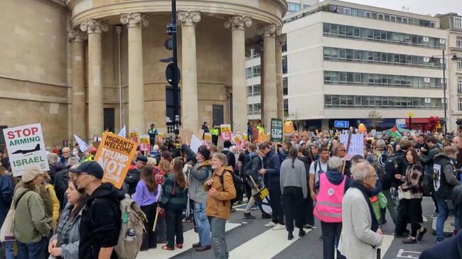 Массовый протест против визита Трампа в центре Лондона