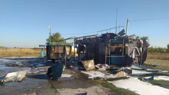Последствия атаки ВСУ по АЗС в Новой Збурьевке в Херсонской области. 21 сентября 2025 года