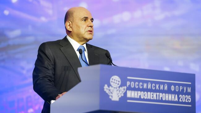 Председатель правительства РФ Михаил Мишустин участвует в пленарном заседании Российского форума Микроэлектроника 2025