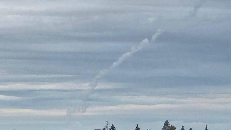 След от ракеты ПВО в Московской области