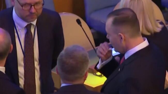 Президент Польши Кароль Навроцкий в зале Генеральной Ассамблеи ООН. Кадр видео