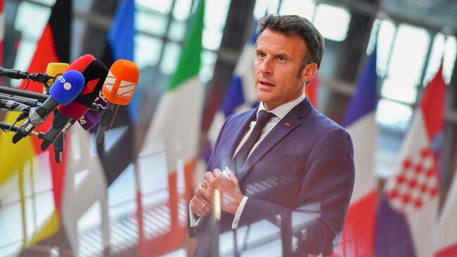 Президент Франции Эммануэль Макрон во время саммита ЕС в Брюсселе