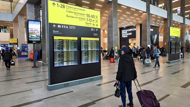 Пассажир у информационного табло