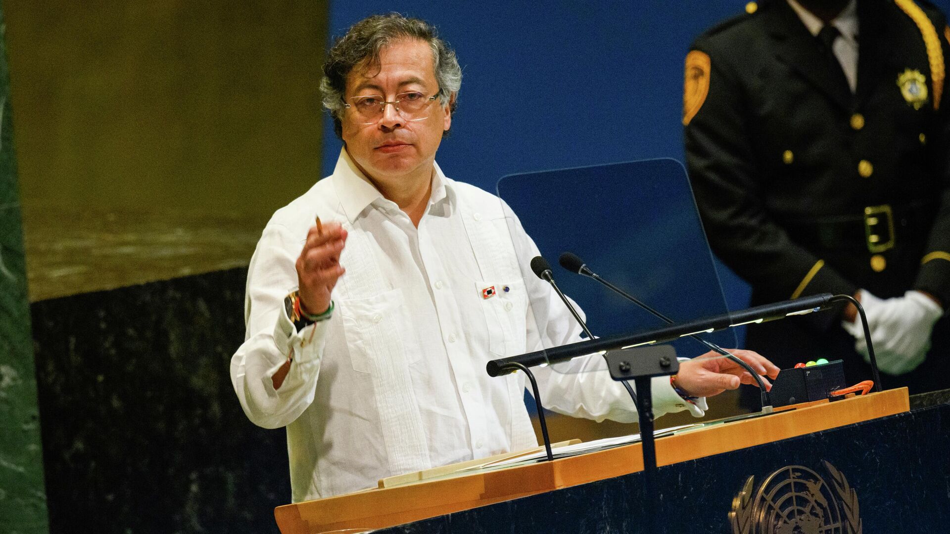 Президент Колумбии Густаво Петро выступает на 80-й сессии Генеральной Ассамблеи ООН. 23 сентября 2025 - РИА Новости, 1920, 24.09.2025