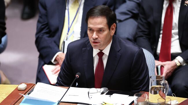 Госсекретарь США Марко Рубио на заседании Совбеза ООН. 23 сентября 2025