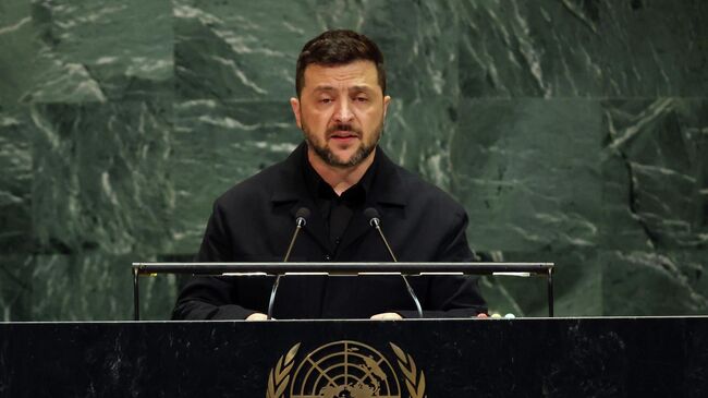 Владимир Зеленский выступает на Генеральной Ассамблее ООН