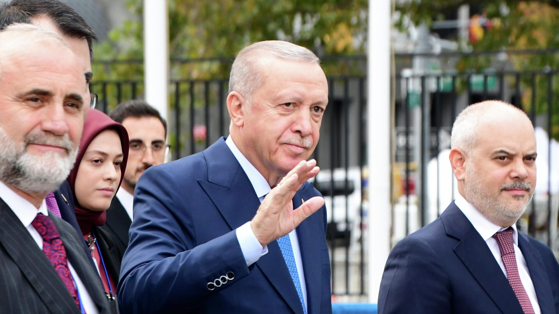 Президент Турции Реджеп Тайип Эрдоган у штаб-квартиры ООН в Нью-Йорке - РИА Новости, 1920, 24.09.2025