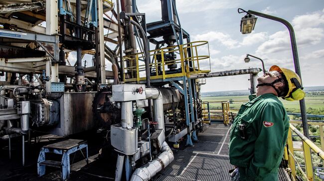 Сотрудник на предприятии венгерской нефтегазовой компании MOL