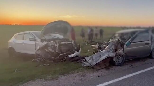 Последствия ДТП в Нижнегорском районе Крыма