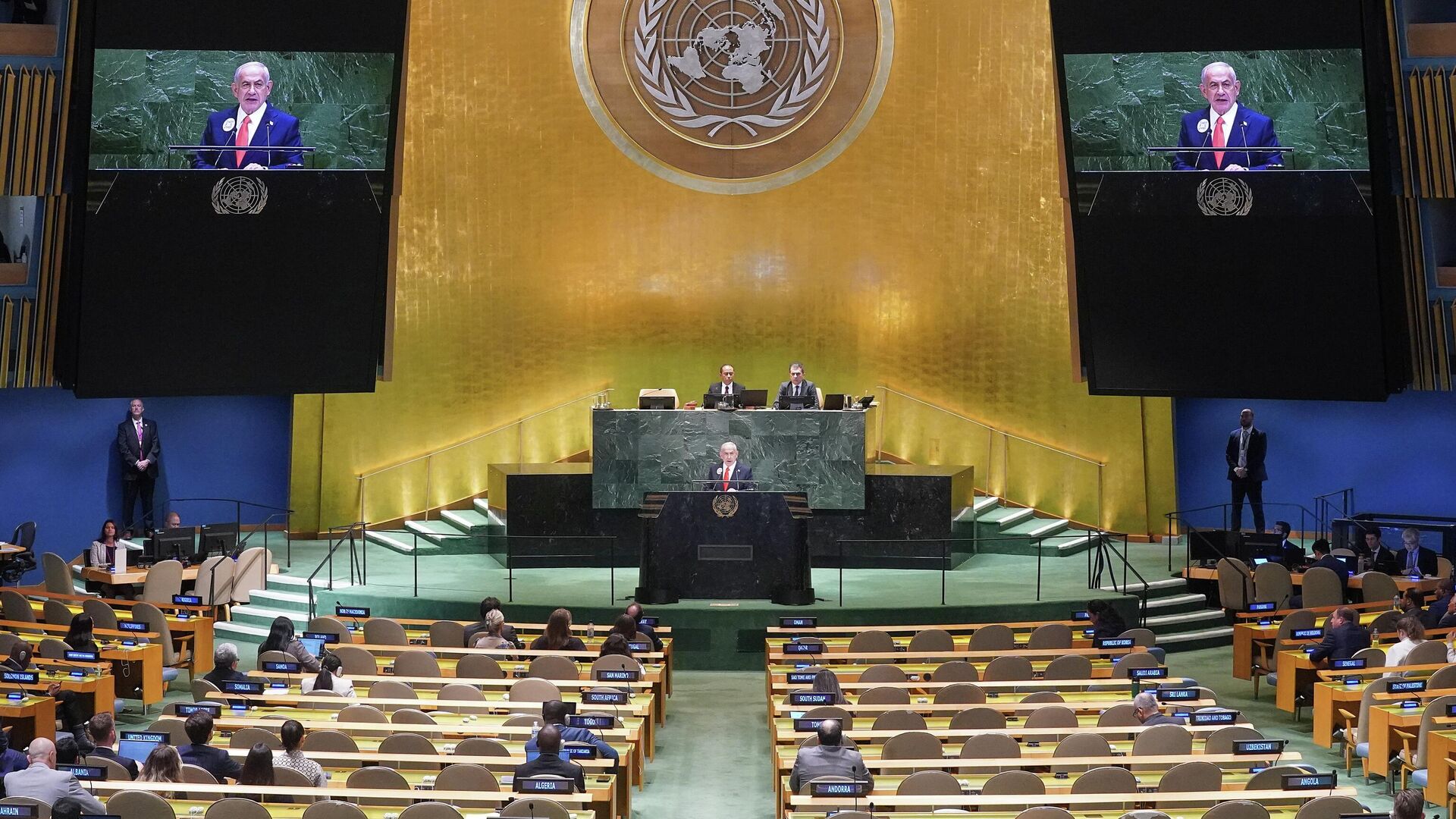 Премьер-министр Израиля Биньямин Нетаньяху выступает на 80-й сессии Генеральной Ассамблеи Организации Объединенных Наций - РИА Новости, 1920, 27.09.2025