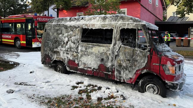 Сгоревший автомобиль в Мюнхене, Германия. 1 октября 2025