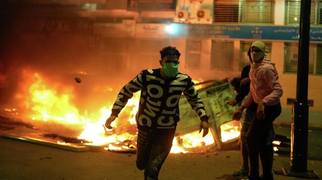Беспорядки во время протеста молодежи в Сале, Марокко