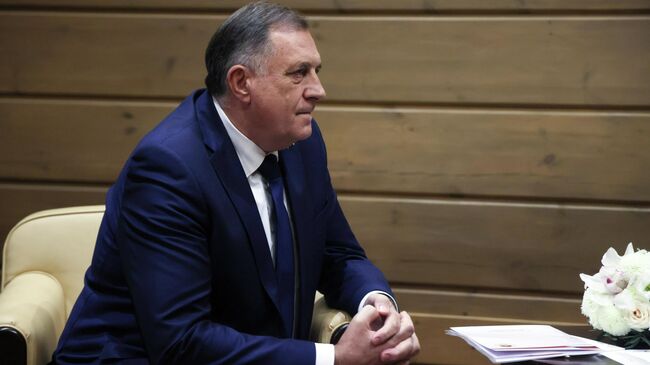 Президент Республики Сербской Боснии и Герцеговины Милорад Додик во время встречи с президентом РФ Владимиром Путиным. 2 октября 2025