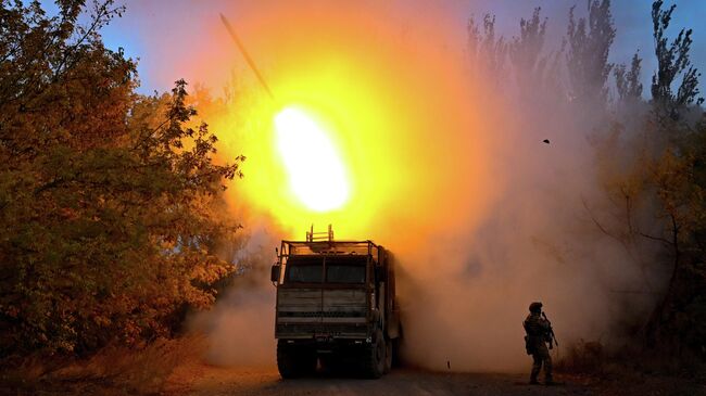 Боевая работа системы дистанционного минирования Земледелие