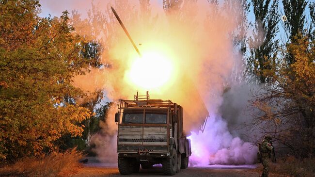 Боевая работа системы дистанционного минирования Земледелие