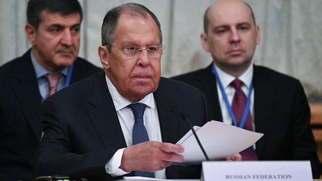 Министр иностранных дел РФ Сергей Лавров на заседании московского формата консультаций по Афганистану. 7 октября 2025