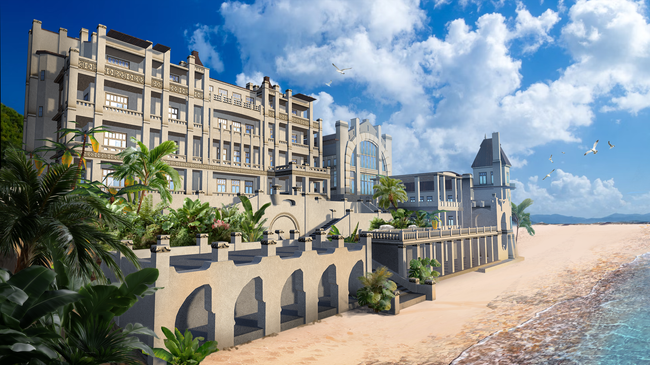 Санаторий Кавказская Ривьера. Иллюстрация из мобильного приложения Обогнавшие время. AR-шедевры