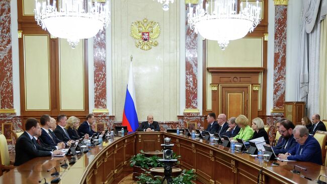 Председатель правительства России Михаил Мишустин проводит заседание кабинета министров Российской Федерации 