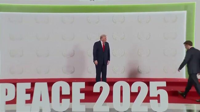 Рукопожатие Трампа и Макрона в Египте на открытии саммита по Газе