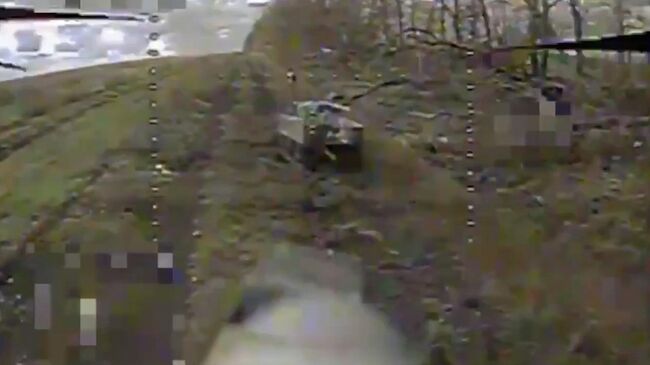 Уничтожение наземного робота ВСУ в районе Красноармейска