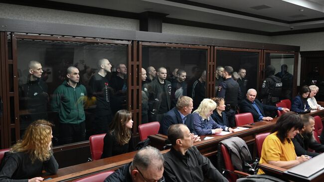 Члены запрещенного в РФ националистического батальона Айдар* во время оглашения приговора на заседании суда в Южном окружном военном суде в Ростове-на-Дону. 17 октября 2025