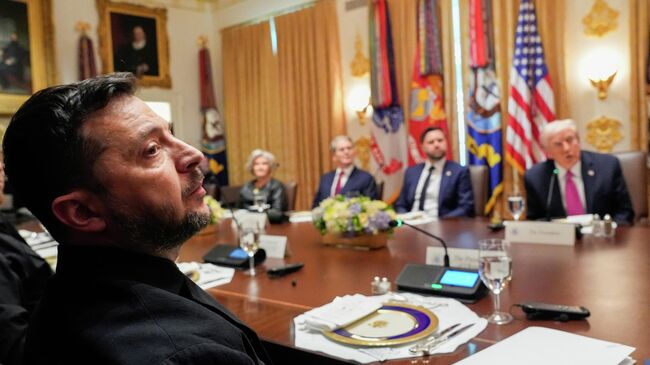 Владимир Зеленский во время встречи с президентом США Дональдом Трампом