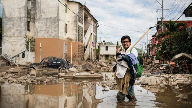 Последствия наводнения в Поса-Рика, Мексика. 16 октября 2025