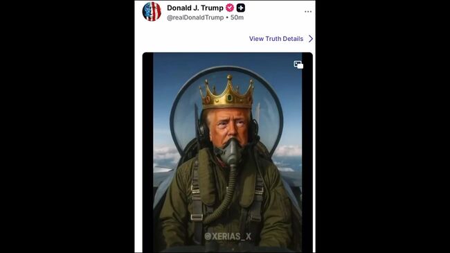 ИИ-ролик, на котором Трамп обливает грязью протестующих с истребителя