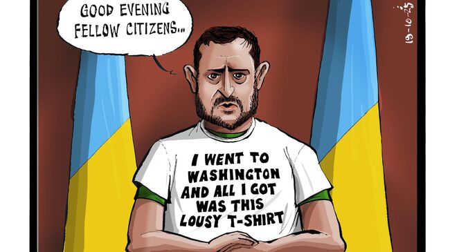 Карикатура на Владимира Зеленского в издании The Telegraph