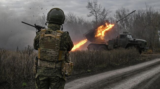 Боевая работа РСЗО Град