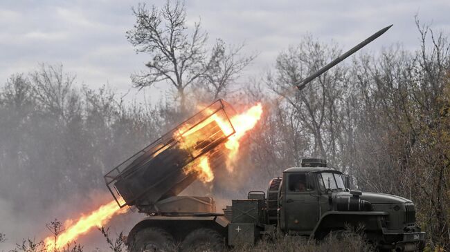 Боевая работа РСЗО Град в зоне СВО