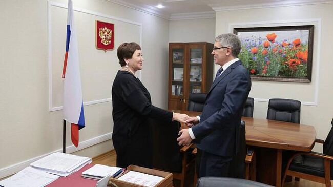 Губернатор Тульской области Дмитрий Миляев и сенатор Елена Перминова