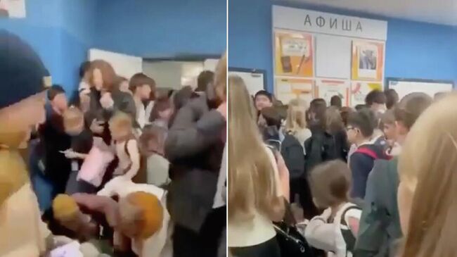 Давка возле гардероба в школе №548 в Москве Давка возле гардероба в школе №548 в Москве