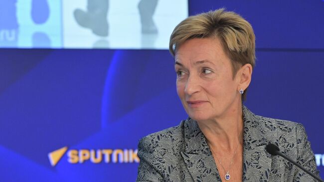 Директор Института Африки РАН Ирина Абрамова участвует в пресс-конференции в Международном мультимедийном пресс-центре медиагруппы Россия сегодня в Москве