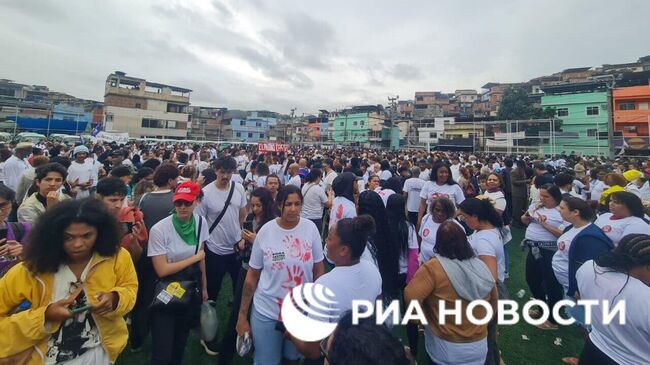 Акция протеста против полицейской операции в фавелах Рио-де-Жанейро