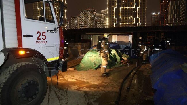 Ликвидация пожара на улице Василия Ланового в Москве