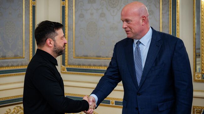 Владимир Зеленский и Мэттью Уитакер во время встречи в Киеве