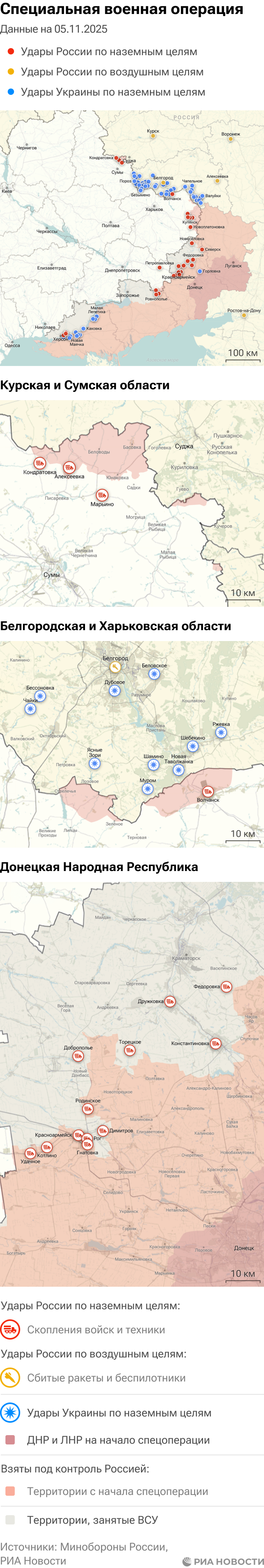 Карта спецоперации Вооруженных сил России на Украине на 05.11.2025