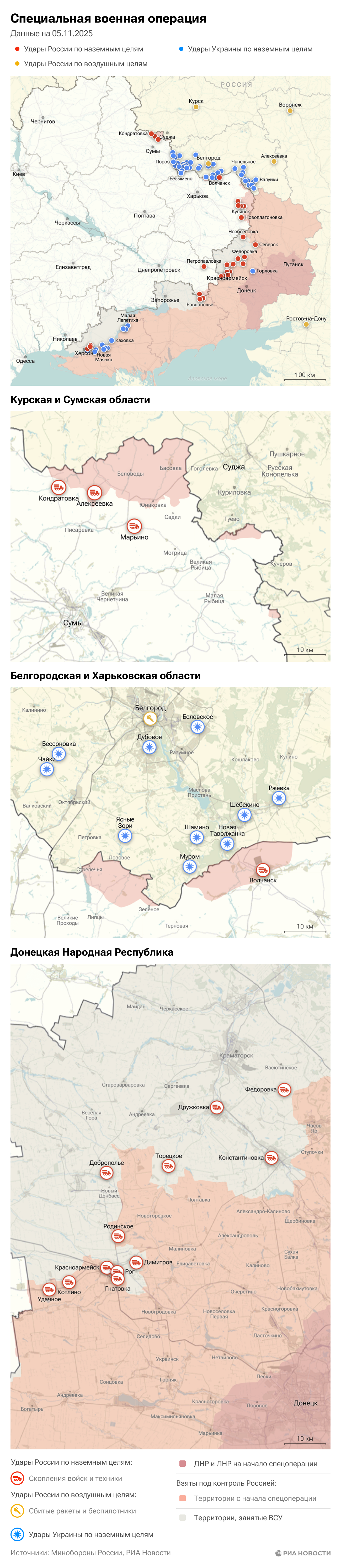 Карта спецоперации Вооруженных сил России на Украине на 05.11.2025