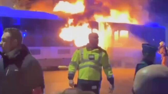 В Бельгии загорелся автобус фанатов Барселоны