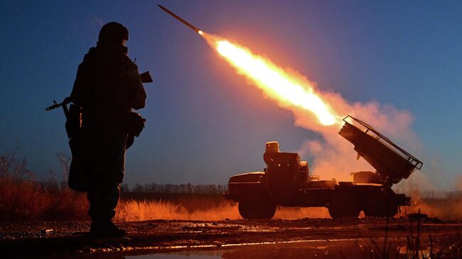 Боевая работа РСЗО Град  в зоне СВО