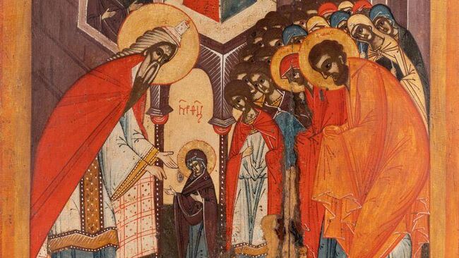 Фрагмент иконы Введение во храм Пресвятой Богородицы из собрания Музея им. Андрея Рублева