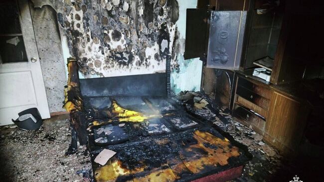 Последствия пожара в квартире в Улан-Удэ