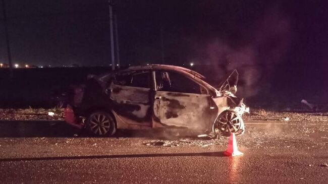 Последствия ДТП на втором километре автодороги село Чалтырь — село Большие Салы Ростовской области