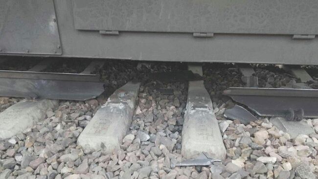 Поврежденный участок пути в районе города Жичин Мазовецкого воеводства Польши