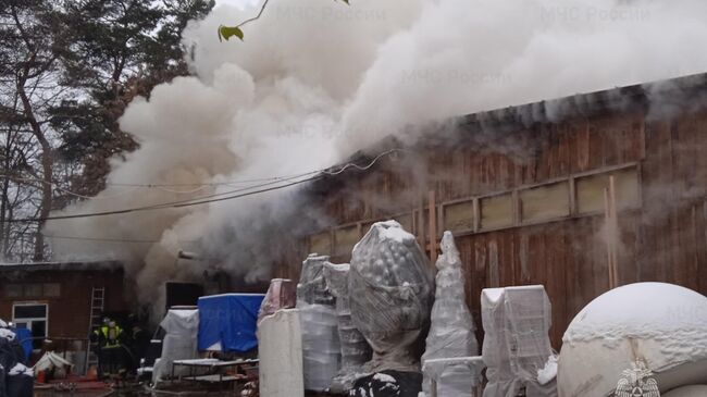 Ликвидация пожара в нежилом здании в городском округе Мытищи